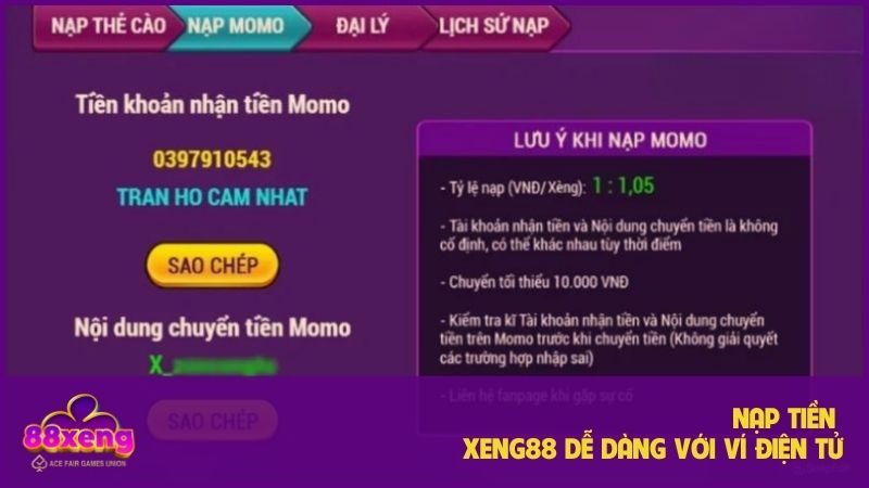 Hướng Dẫn Nạp Tiền Xeng88 – Từng Bước Chi Tiết Dễ Hiểu 1 Phương thức giao dịch nạp tiền Xeng88 rất đơn giản, dễ dàng thực hiện